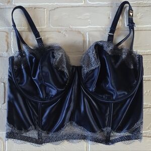 Victoria's Secret Navy Blue Lace Bra Top — Underwire | Lace + Satin Details